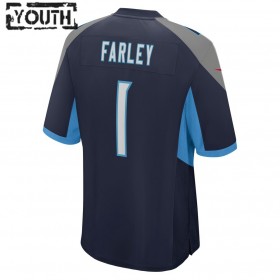 Maillot Enfant Tennessee Titans Caleb Farley 1 Nike Bleu Marine 2021 NFL Draft